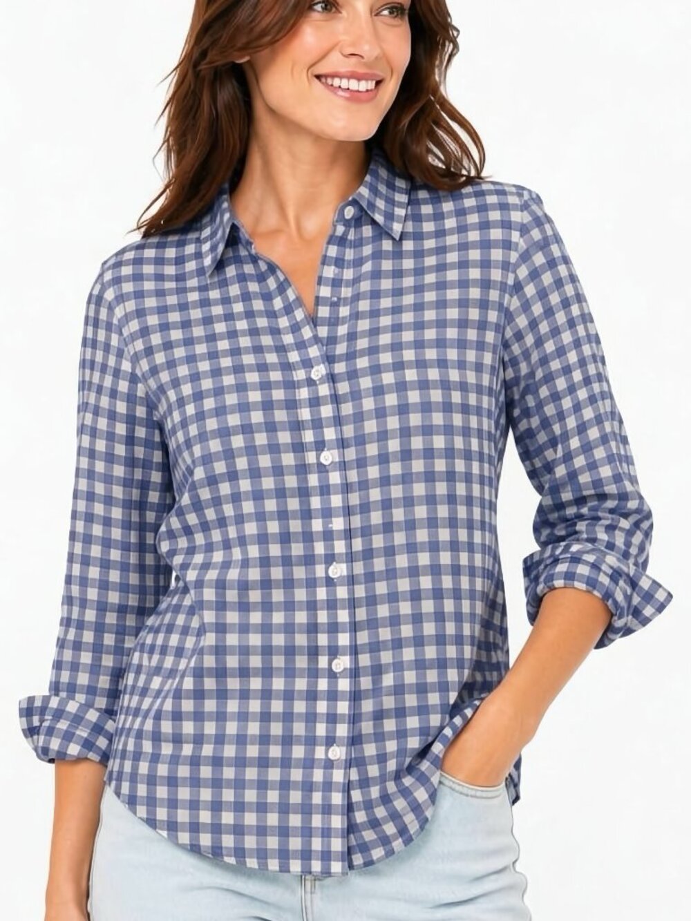 Vineyard Vines Gingham Button Down Shirt Blue Coastal Prep Cotton Top 6